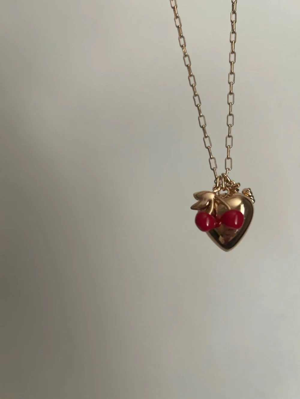 Tory Burch Gold Heart Necklace with Red Cherry Accent - Picture 1 of 2